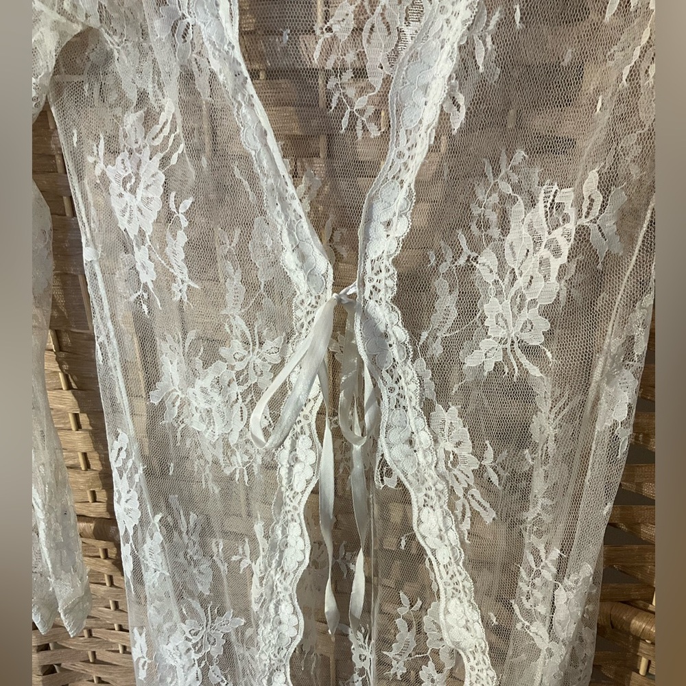 Sheer Lace Long Cardigan - Picture 3 of 7